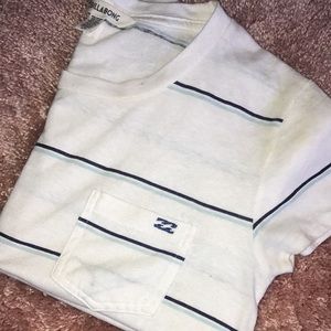 White and blue striped shirt